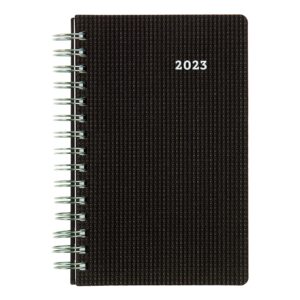 brownline 2023 duraflex daily/monthly planner, appointment book, 12 months, january to december, twin-wire binding, 8" x 5", black (cb634v.blk-23)