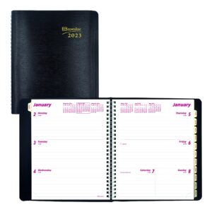 Brownline 2023 Essential Weekly/Monthly Planner, 12 Months, January to December, Twin-Wire Binding, 8.5" x 6.75", Black (CB850.BLK-23)