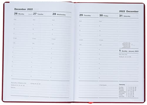 LETTS Milano Weekly Planner, A5 Size, 12 Months, January to December, 2023, Week-to-View with Appointments, 8.25" x 5.875", Red (CTO3XURD-23)