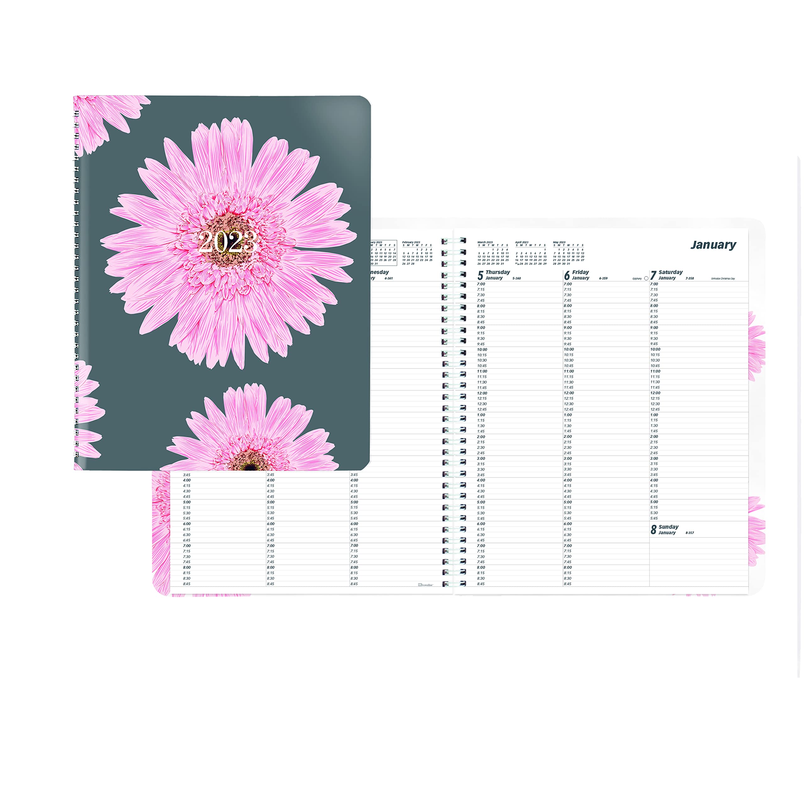 Brownline 2023 Pink Essential Weekly Planner, Appointment Book, 12 Months, January to December, Twin-Wire Binding, 11" x 8.5", Pink Daisy (CB950G.05-23)