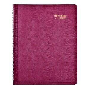 brownline 2023 essential weekly planner, appointment book, 12 months, january to december, twin-wire binding, 11" x 8.5", red (cb950.red-23)