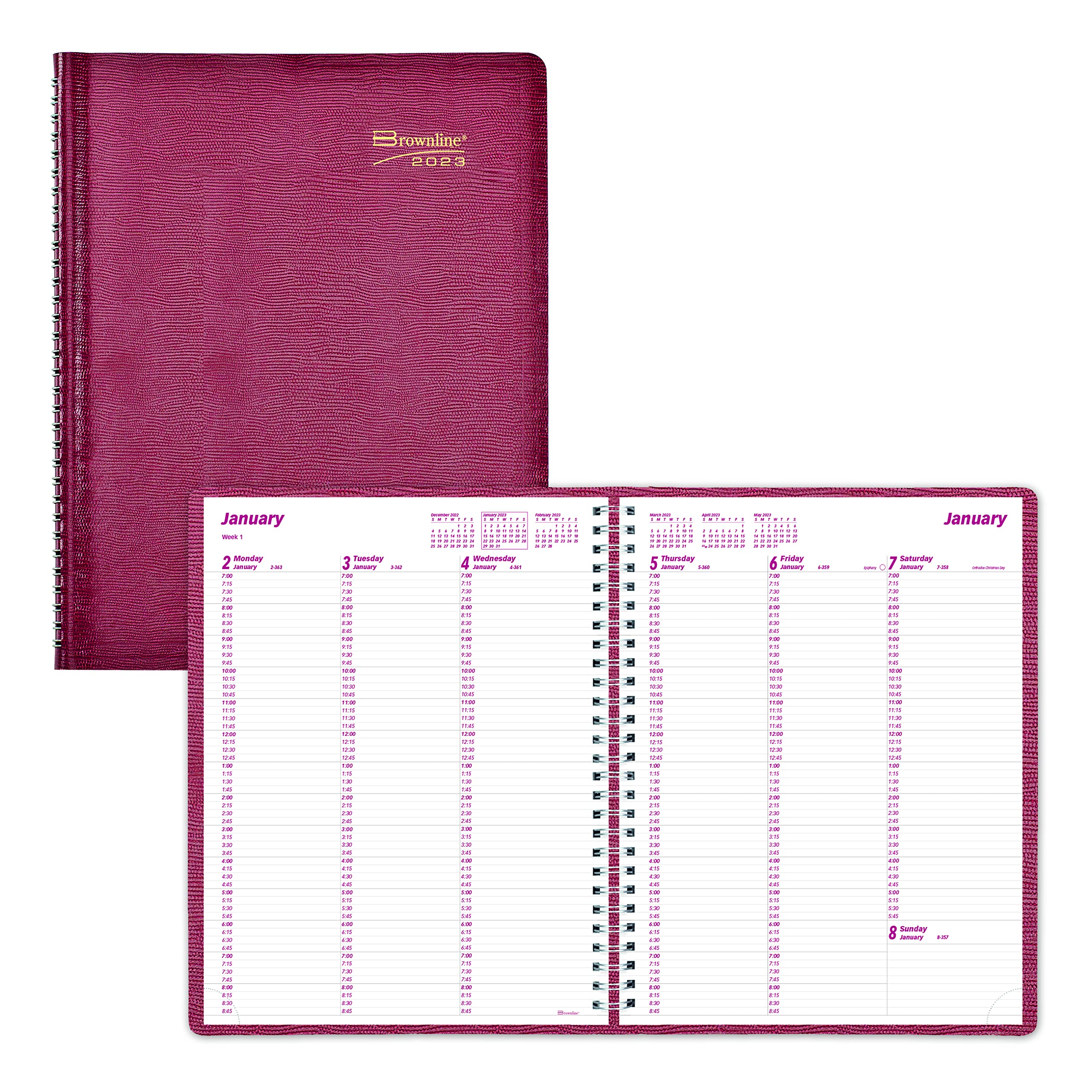 Brownline 2023 Essential Weekly Planner, Appointment Book, 12 Months, January to December, Twin-Wire Binding, 11" x 8.5", Red (CB950.RED-23)