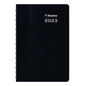 blueline duraglobe daily planner, 30-minute appointments, 8 x 5, black soft cover, 12-month (jan to dec): 2023