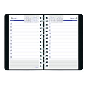 Blueline DuraGlobe Daily Planner, 30-Minute Appointments, 8 x 5, Black Soft Cover, 12-Month (Jan to Dec): 2023