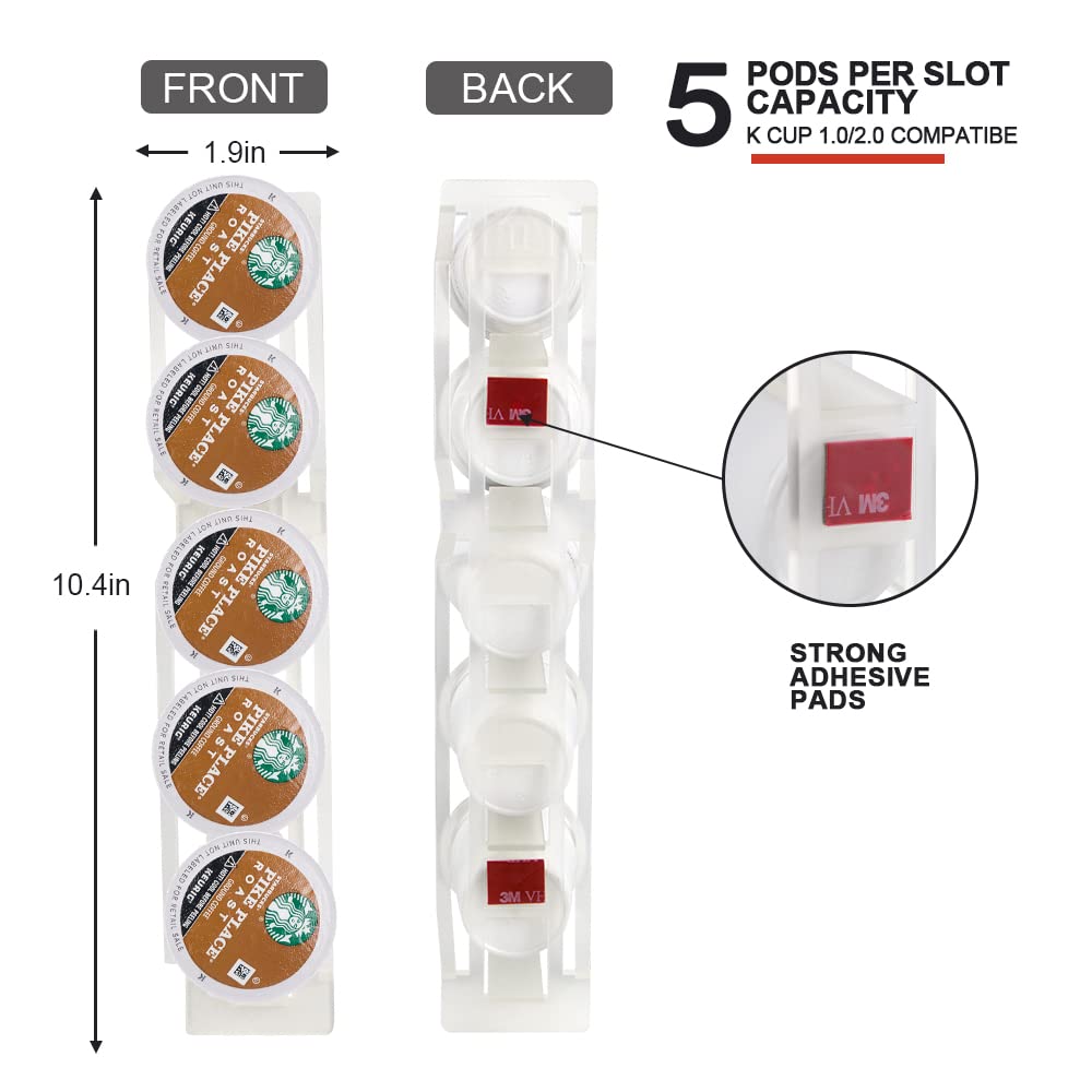SUNGRACE Coffee Pod Holder for Keurig K Cup Pods, Side Mount K-cup Pod Storage Stands Rack, Perfect for Small Counters ( Transparent, 3 Pack for 15 K Cups)