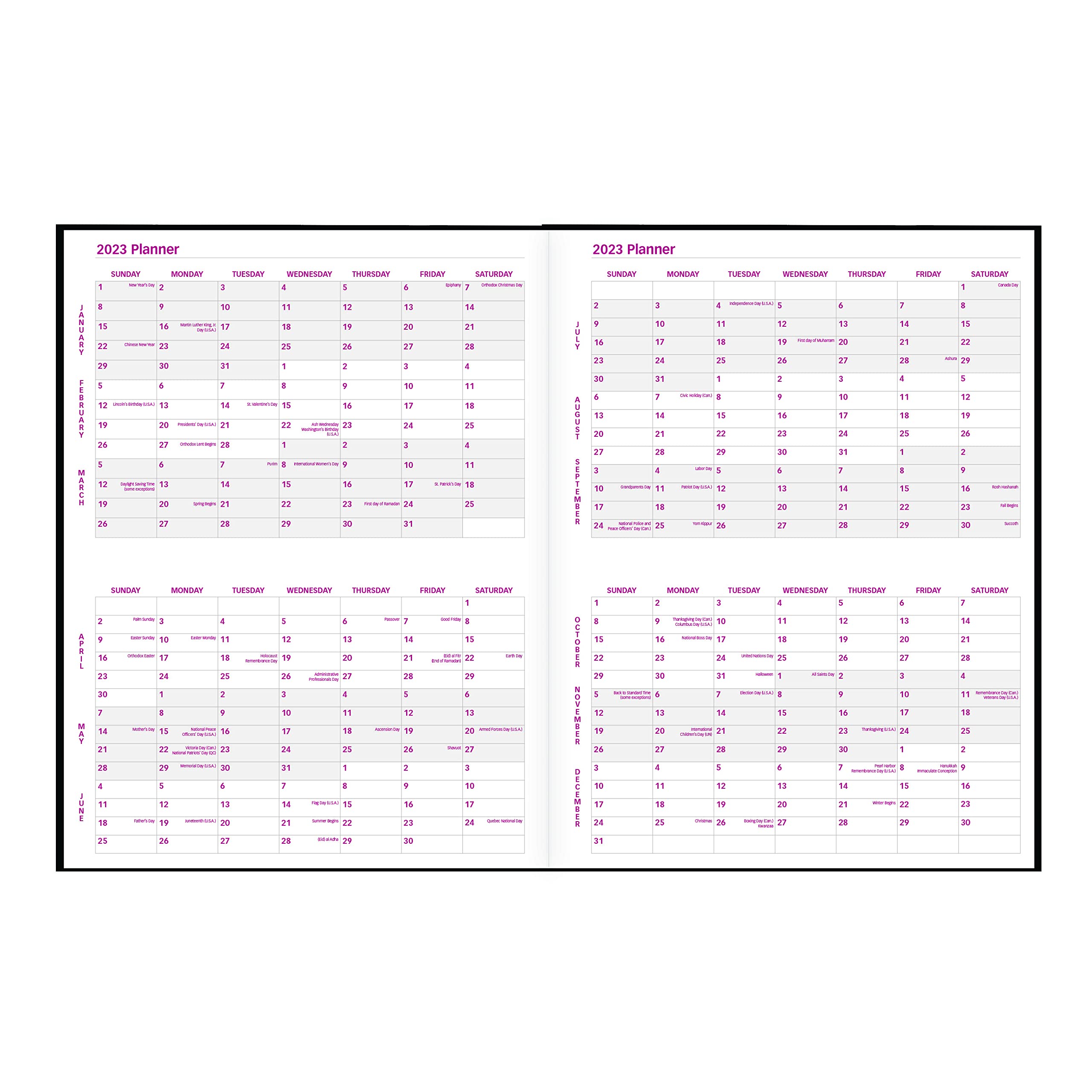 Brownline 2023 Essential Monthly Planner, 14 Months, December 2022 to January 2024, Stitched Binding, 10.75" x 8.5", Black (CB450.BLK-23)