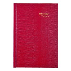 brownline 2023 traditional daily/monthly planner, untimed journal, 12 months, january to december, perfect binding, 8.25" x 5.75", bright red (cb389.red-23)