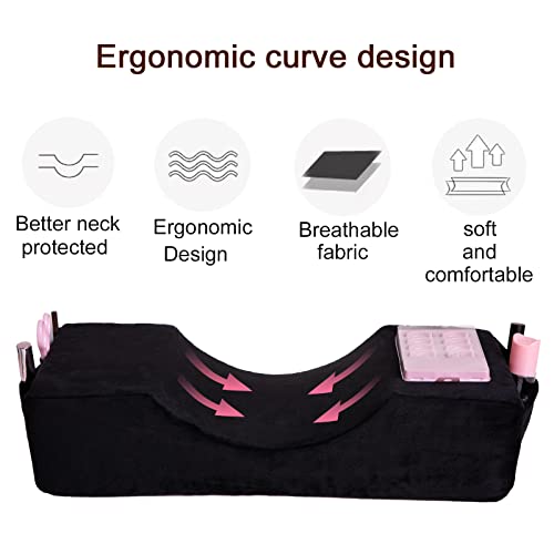 ZhangHome Eyelash Extension Pillow for Beauty Salon, Suitable for Supporting and Protecting Neck When Eyelash Extensions, Comfortable Velvet Beauty Memory U-Shaped Sponge Pillow (Black)