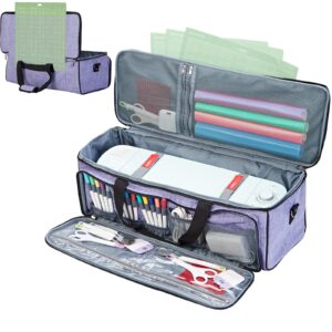 homest carrying case with mat pocket for cricut maker 3, cricut explore air 2, cricut maker, cricut explore 3, large front pockets for accessories and supplies, purple