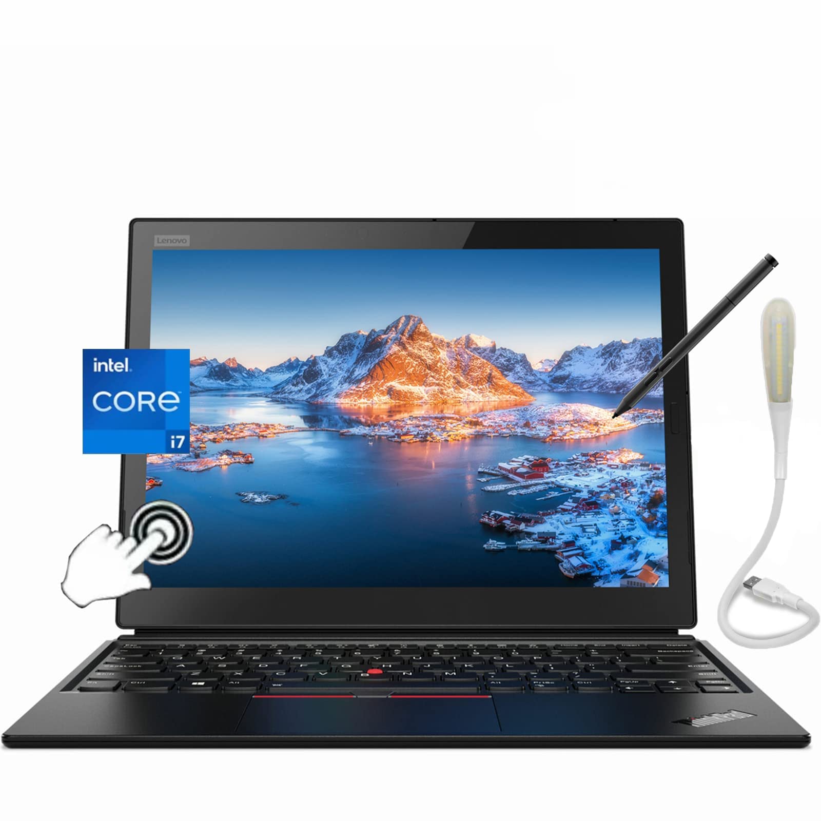 Lenovo ThinkPad X1 Tablet Gen 3, 13'' IPS Touchscreen 400 nits QHD+(3000x2000) 2-in-1 Laptop, Intel Core i7-8650U, 8GB RAM 256 GB PCIe SSD, Windows 10 Pro, Bundle with USB Light