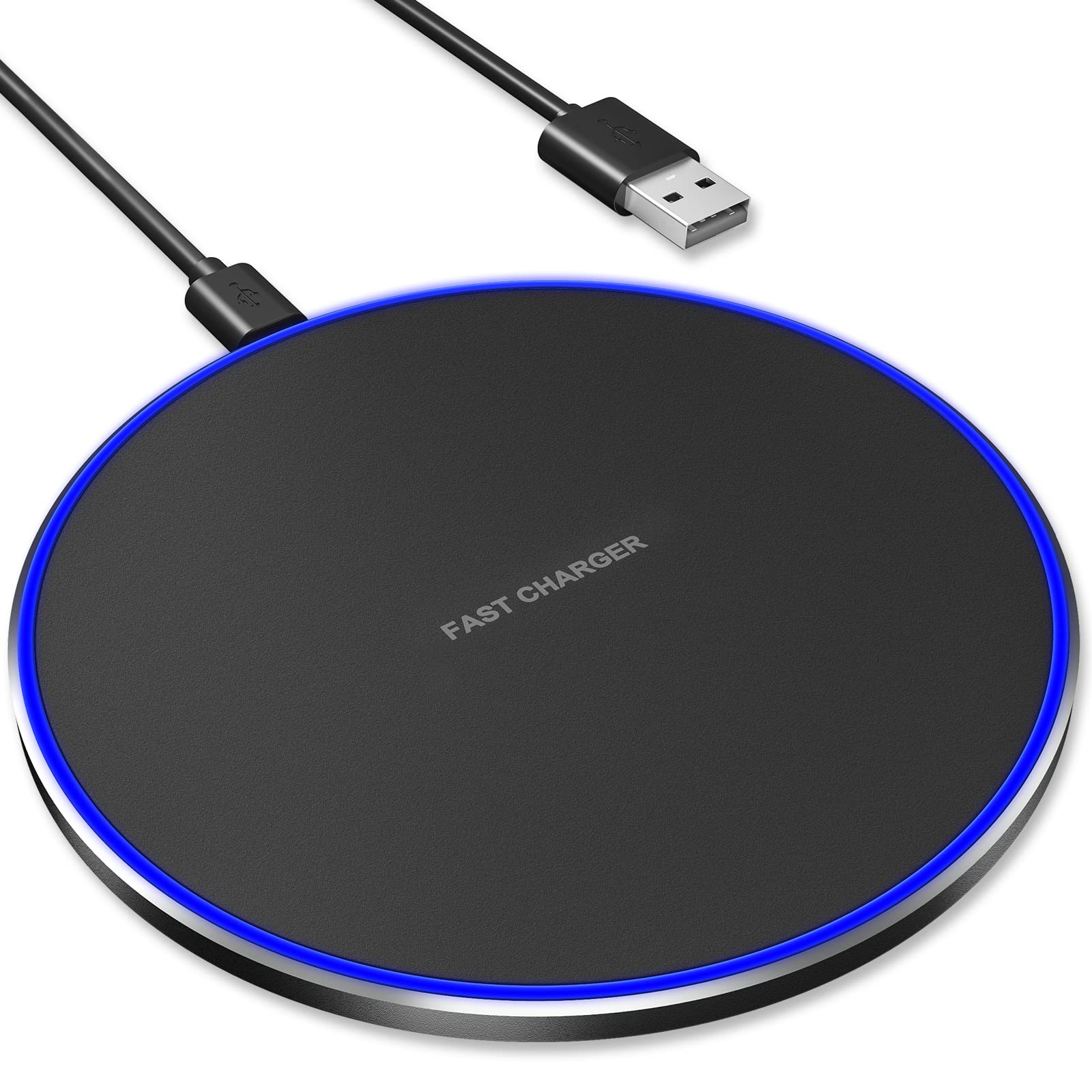 Fast Wireless Charger, 10W Max Wireless Charging Pad for iPhone 15/15 Plus/15 Pro/15 Pro Max/14/13/12/SE/11/X/XR/8, Samsung Galaxy, AirPods/AirPods Pro, Huawei Mate 20 Pro/Mate 30/P50 (No AC Adapter)