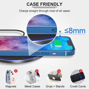 Fast Wireless Charger, 10W Max Wireless Charging Pad for iPhone 15/15 Plus/15 Pro/15 Pro Max/14/13/12/SE/11/X/XR/8, Samsung Galaxy, AirPods/AirPods Pro, Huawei Mate 20 Pro/Mate 30/P50 (No AC Adapter)