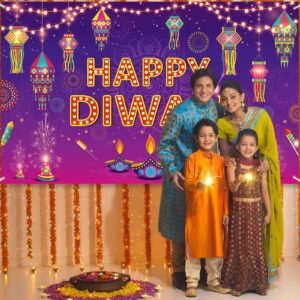 Happy Diwali Backdrop Banner Decorations 73 * 43 Inch Happy Diwali Banner Rangoli Lantern Photography Deepavali Photography Background for Outdoor Home Indian Festival of Lights Party Supplies