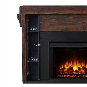 Real Flame Gunnison Grand Electric Fireplace with Remote Control - Realistic Infrared Fireplace - Traditional Brown Wood Indoor Fireplace (8700E-CHBW)