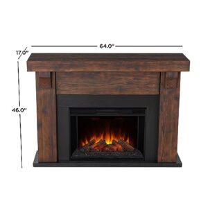 Real Flame Gunnison Grand Electric Fireplace with Remote Control - Realistic Infrared Fireplace - Traditional Brown Wood Indoor Fireplace (8700E-CHBW)