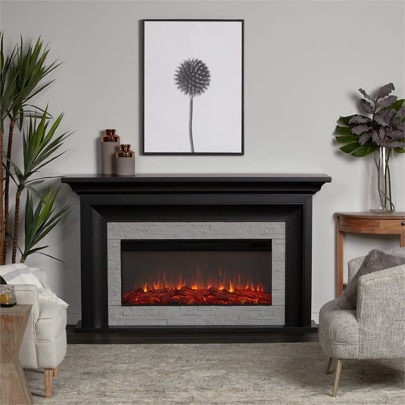 Sonia 69" Landscape Electric Fireplace in Black by Real Flame