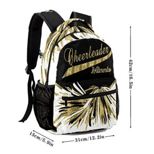 Anneunique Personalized Cheerleader Yellow Custom Backpack for Traveling Hiking Camping with Name