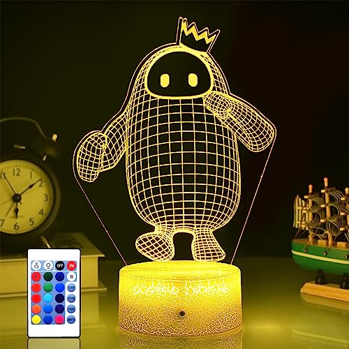 KYMELLIE Fall-Guys Game Night Light Sugar Bean Man LED Decorative Light Game Toys Touch with Remote Control /16 Color for Kid's Room Christmas Gifts Birthday Gift for Kids/Girls(Classic Style)