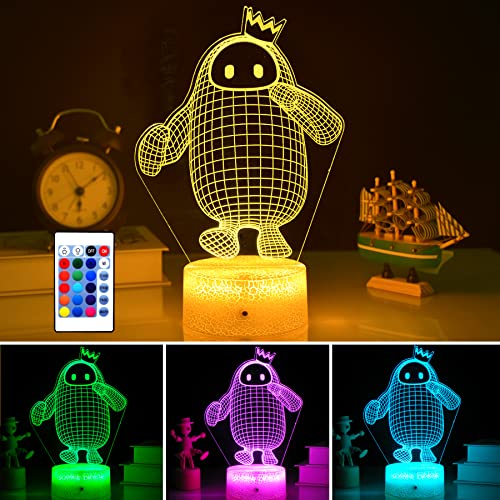 KYMELLIE Fall-Guys Game Night Light Sugar Bean Man LED Decorative Light Game Toys Touch with Remote Control /16 Color for Kid's Room Christmas Gifts Birthday Gift for Kids/Girls(Classic Style)