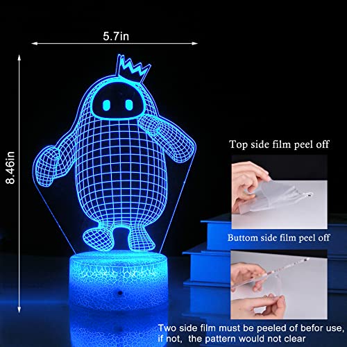 KYMELLIE Fall-Guys Game Night Light Sugar Bean Man LED Decorative Light Game Toys Touch with Remote Control /16 Color for Kid's Room Christmas Gifts Birthday Gift for Kids/Girls(Classic Style)