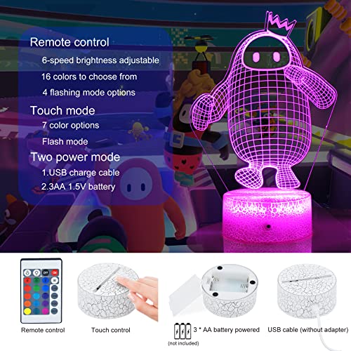 KYMELLIE Fall-Guys Game Night Light Sugar Bean Man LED Decorative Light Game Toys Touch with Remote Control /16 Color for Kid's Room Christmas Gifts Birthday Gift for Kids/Girls(Classic Style)