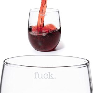 f*ck wine glass single set, large 11 oz glasses, fuck fucking glass unique italian style tall stemless for white & red wine, water, novelty tumbler, gifts, comedy beautiful glassware (stemless)
