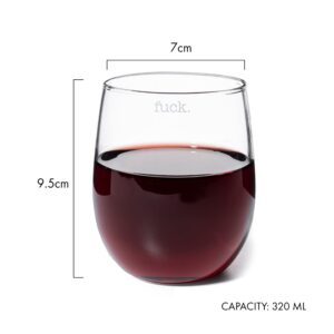 F*CK Wine Glass Single Set, Large 11 oz Glasses, Fuck Fucking Glass Unique Italian Style Tall Stemless for White & Red Wine, Water, Novelty Tumbler, Gifts, Comedy Beautiful Glassware (Stemless)