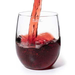 F*CK Wine Glass Single Set, Large 11 oz Glasses, Fuck Fucking Glass Unique Italian Style Tall Stemless for White & Red Wine, Water, Novelty Tumbler, Gifts, Comedy Beautiful Glassware (Stemless)