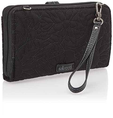Sakroots Womens Bag in Eco-twill, Convertible Purse With Detachable Wristlet Strap, Includes Large Smartphone Crossbody, Quilted Black Spirit Desert, One Size US