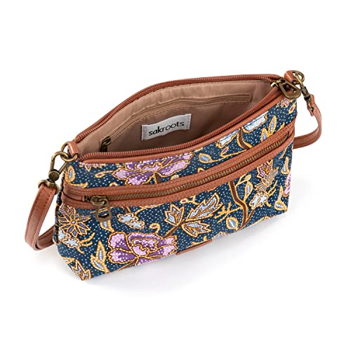 Sakroots Womens Sakroots Campus Mini Crossbody in Canvas, Sapphire Bali Blossom, One Size US