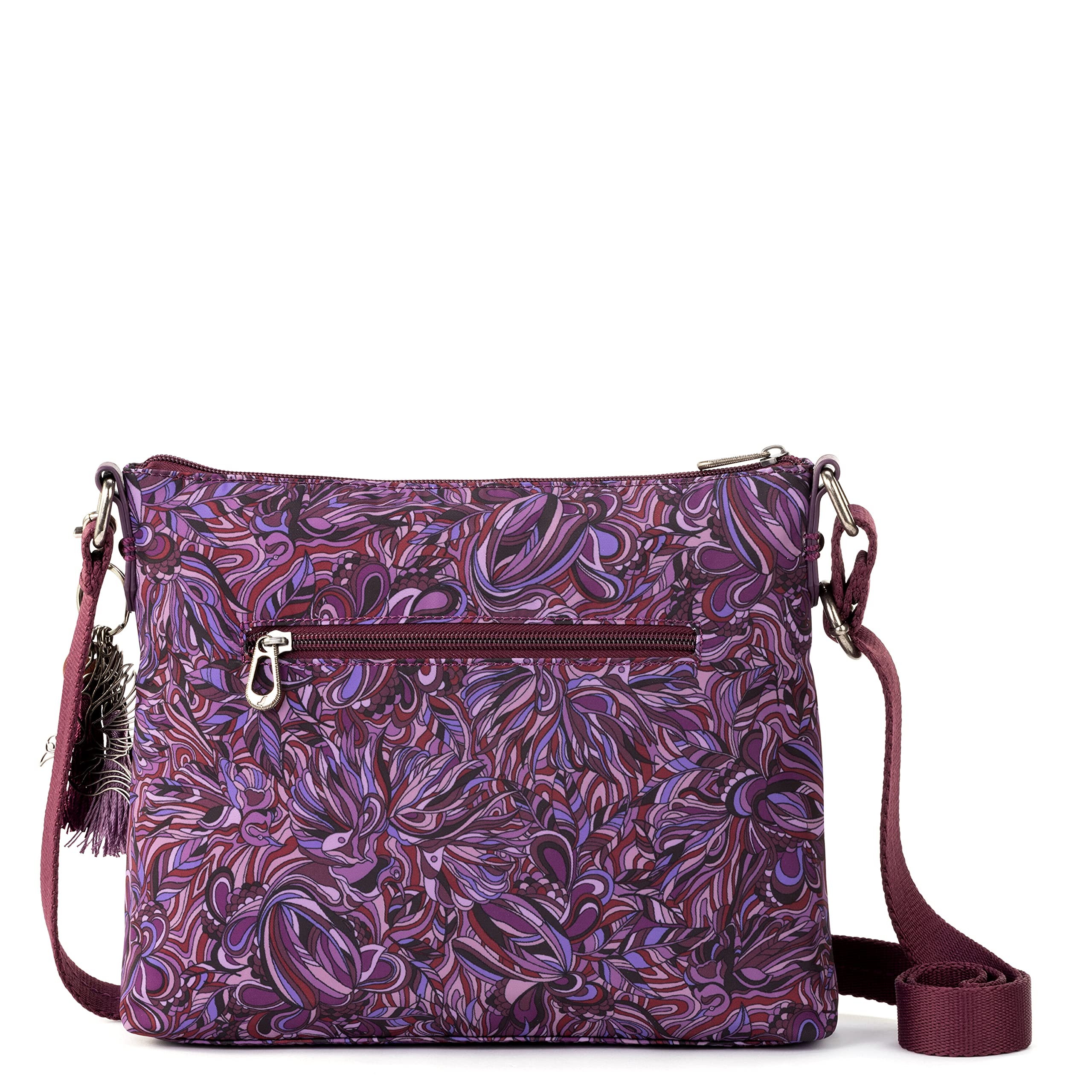 Sakroots Womens Eco-twill, & Basic Crossbody Bag in Eco Twill Multifunctional Purse with Adjustable Strap Zipper Pockets Sust, Violet Treehouse, One Size US