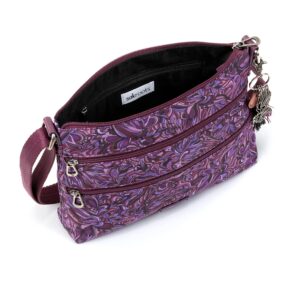 Sakroots Womens Eco-twill, & Basic Crossbody Bag in Eco Twill Multifunctional Purse with Adjustable Strap Zipper Pockets Sust, Violet Treehouse, One Size US