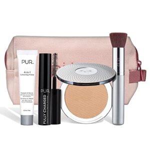 pÜr beauty multitasking essentials best sellers kit, everyday look deluxe kit, condition & moisturize skin, cruelty free, blush medium