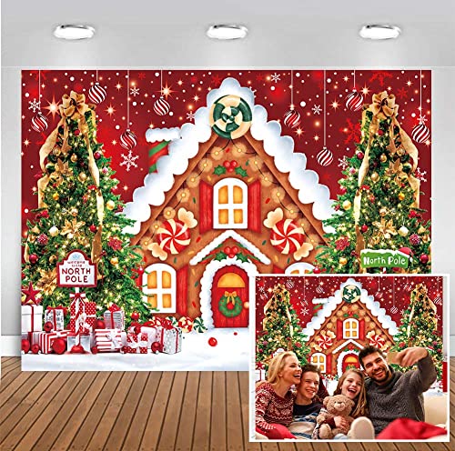 Christmas Gingerbread House Backdrop Glitter Cookie Exchange Candyland Winter Snowflake Photography Background for Kids Birthday Party Decor Banner (6X4)