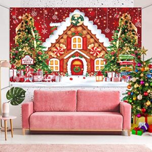 Christmas Gingerbread House Backdrop Glitter Cookie Exchange Candyland Winter Snowflake Photography Background for Kids Birthday Party Decor Banner (6X4)