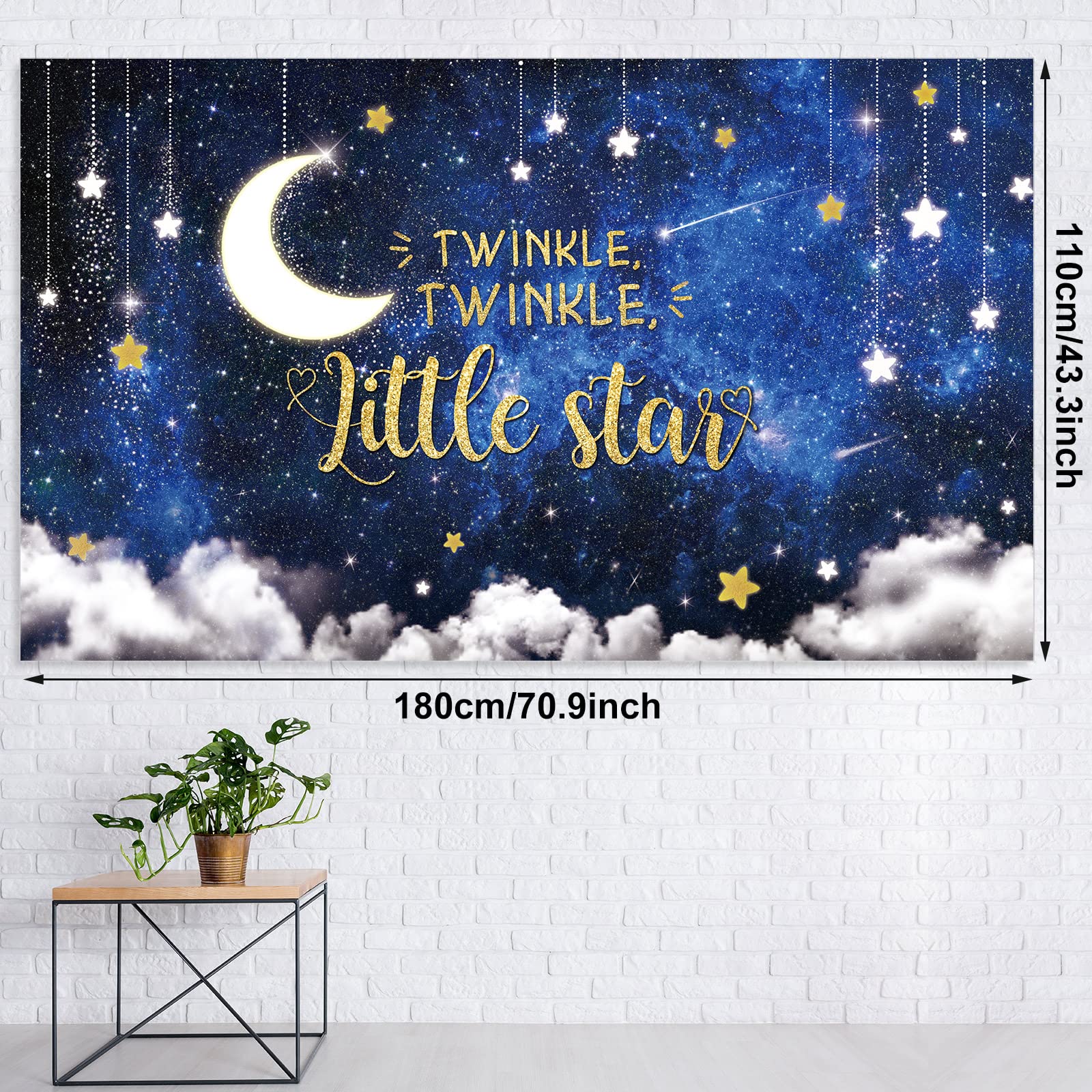 Twinkle Twinkle Little Star Baby Shower Decorations Navy Blue White Confetti Gold Foil Balloon Arch Kit Twinkle Twinkle Little Star Backdrop Space Tablecloth for Baby Shower Birthday Party Supplies