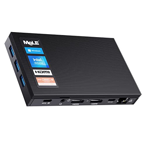 MeLE Quieter3C WiFi 6 Fanless Mini PC Win11 Pro Celeron N5105 Mini Desktop Computer 8GB 128GB Micro PC 4K HDMI HDR Industrial PC Auto Power on Unlocked Bios Ethernet PXE Full Function Type C PD