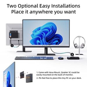 MeLE Quieter3C WiFi 6 Fanless Mini PC Win11 Pro Celeron N5105 Mini Desktop Computer 8GB 128GB Micro PC 4K HDMI HDR Industrial PC Auto Power on Unlocked Bios Ethernet PXE Full Function Type C PD