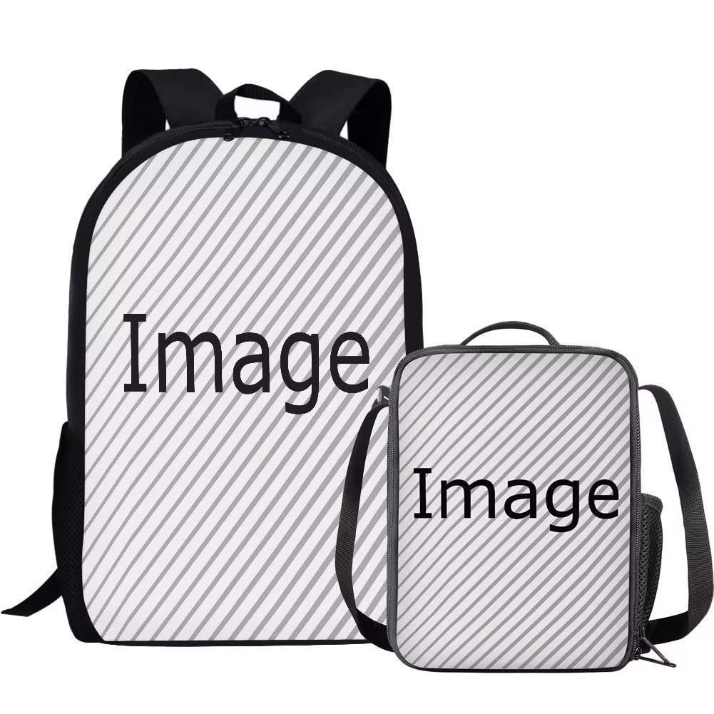 AmzPrint 2pc Pug Backpack With Lunch Box For Elementary Middle School 17 Inch Lightweight Children School Bags For Girls