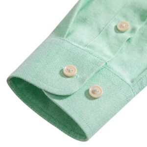 LOCALMODE Mens Long Sleeve Regular Fit Dress Shirt Casual Business Oxford Button Up Shirt Green S