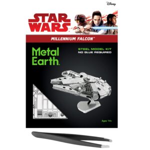 metal earth fascinations star wars millennium falcon 3d metal model kit bundle with tweezers