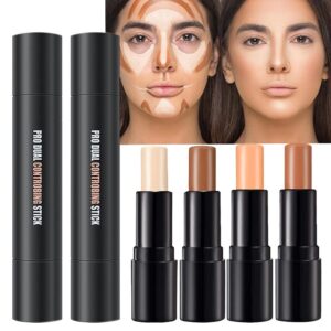 4 colors cream contour sticks makeup kit, primer face highlighter contouring for beginners, highlight and contour kit, cream concealer makeup blur stick, primer face corrector 1#,3#