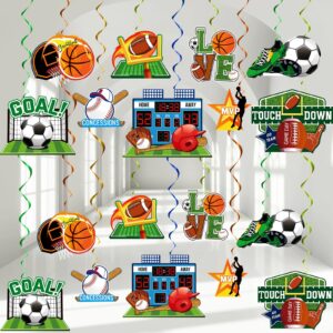 60 pcs sports themed birthday party supplies soccer baseball basketball party decorations sports hanging swirls decorations sports party decorations for kids birthday sport party supplies