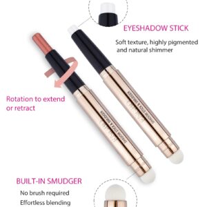 Enfuntins 3 Pcs Eyeshadow Stick Makeup Cosmetics Eye Brightener Stick Waterproof Eyeshadow Crayon Pencil with Soft Smudger, Glitter Shimmer Eye Shadow Pen Sets for Eye Makeup (#1#2#3)