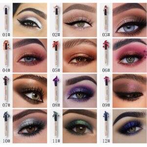 Enfuntins 3 Pcs Eyeshadow Stick Makeup Cosmetics Eye Brightener Stick Waterproof Eyeshadow Crayon Pencil with Soft Smudger, Glitter Shimmer Eye Shadow Pen Sets for Eye Makeup (#1#2#3)