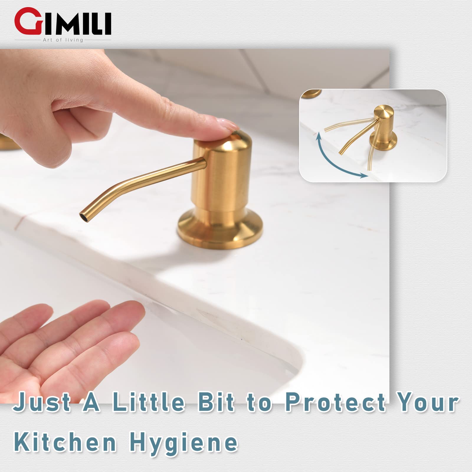 GIMILI Brushed Gold Kitchen Faucet with Soap Dispenser, Commercial Single Handle Spring Pull Out Kitchen Sink Faucets with Pull Down Sprayer