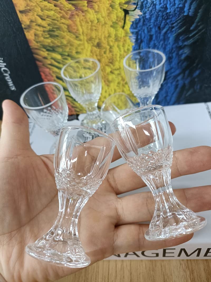 RYUHYF Mini goblets,Shot Glasses,set of 6, small glasses, white wine glasses, tequila glasses, crystal glasses (Mini goblets (0.5 oz))