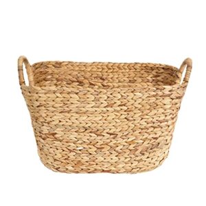 compactor caracas water hyacinth storage baskets, handmade large wicker basket for laundry bed linen towels, wicker baskets for storage, living room blanket storage, brown basket - 18 x 11 x 11 inch