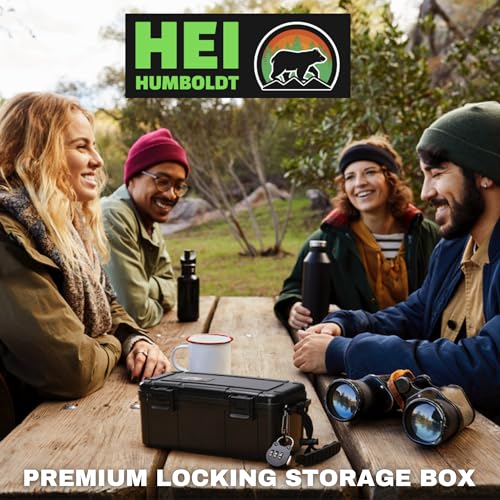 HUMBOLDT 420 HEI Locking Storage Box 100% Airtight Box Waterproof Storage Box Medicine Box Lunch Box with Lock Home Travel Boat Hiking Skiing - Camping Great Gift - Happy Camper SOLO