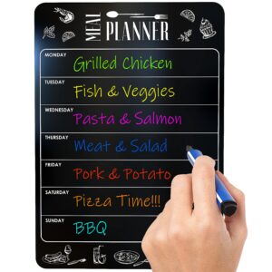 weekly dinner menu board for kitchen a4-8.5x12 black magnetic weekly meal planner for fridge dry erase weekly menu board magnetic menu for refrigerator food menu board weekly chalkboard menu board